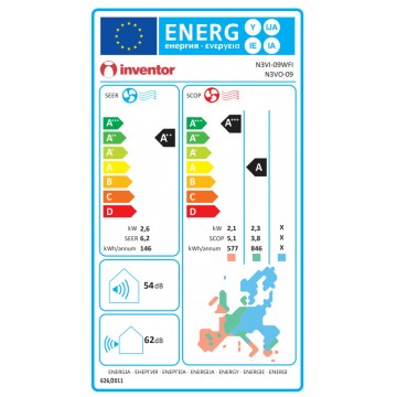 Inventor Neo III N3VI-09WFI/NEVO-09 Κλιματιστικό Inverter 9000 BTU A++/A+ με Ιονιστή και WiFi